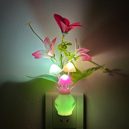 MushroomBloom Silicone Night Light for Kids – Child Safe Plug in Wall Lamp for Playroom and Nursery