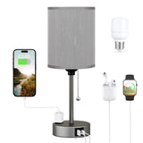 Dicoool Family-Friendly Nightstand Light for Kids Room – Rust-Resistant LED Lamp with USB Ports and AC Outlet
