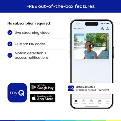 myQ Video PIN Keypad for Garage – Tamper-Resistant Keyless Entry, Real-Time Smartphone Alerts for Homeowners