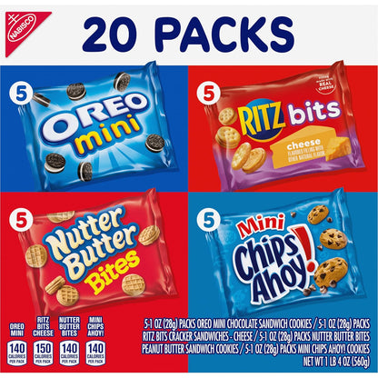 Nabisco Classic Mix Variety Pack – Individually Wrapped Snacks for Home Office, Study Desk, and Mini-Fridge Stocking