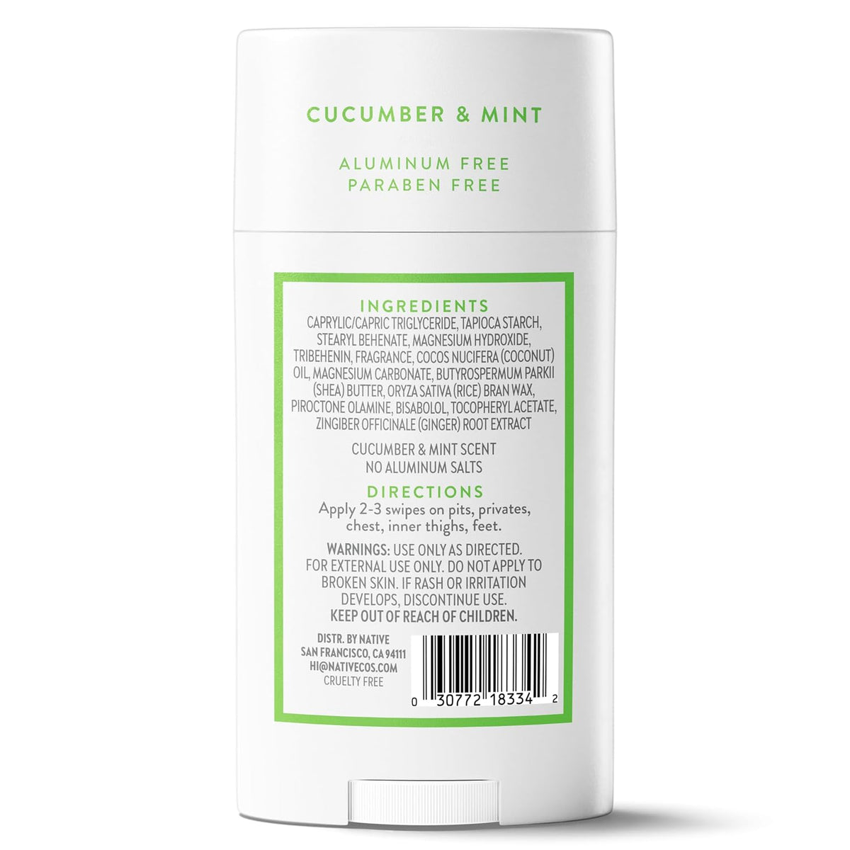Native Aluminum Free Deodorant for Self Care Routines, Vegan Cucumber & Mint Long Lasting Body Stick