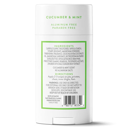 Native Aluminum Free Deodorant for Self Care Routines, Vegan Cucumber & Mint Long Lasting Body Stick
