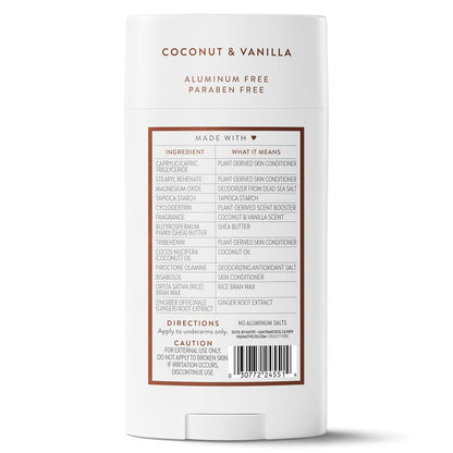 Native Aluminum Free Deodorant, High-End Cruelty-Free Scent for the Curated Bathroom Aesthetic, Coconut & Vanilla 3.1 oz