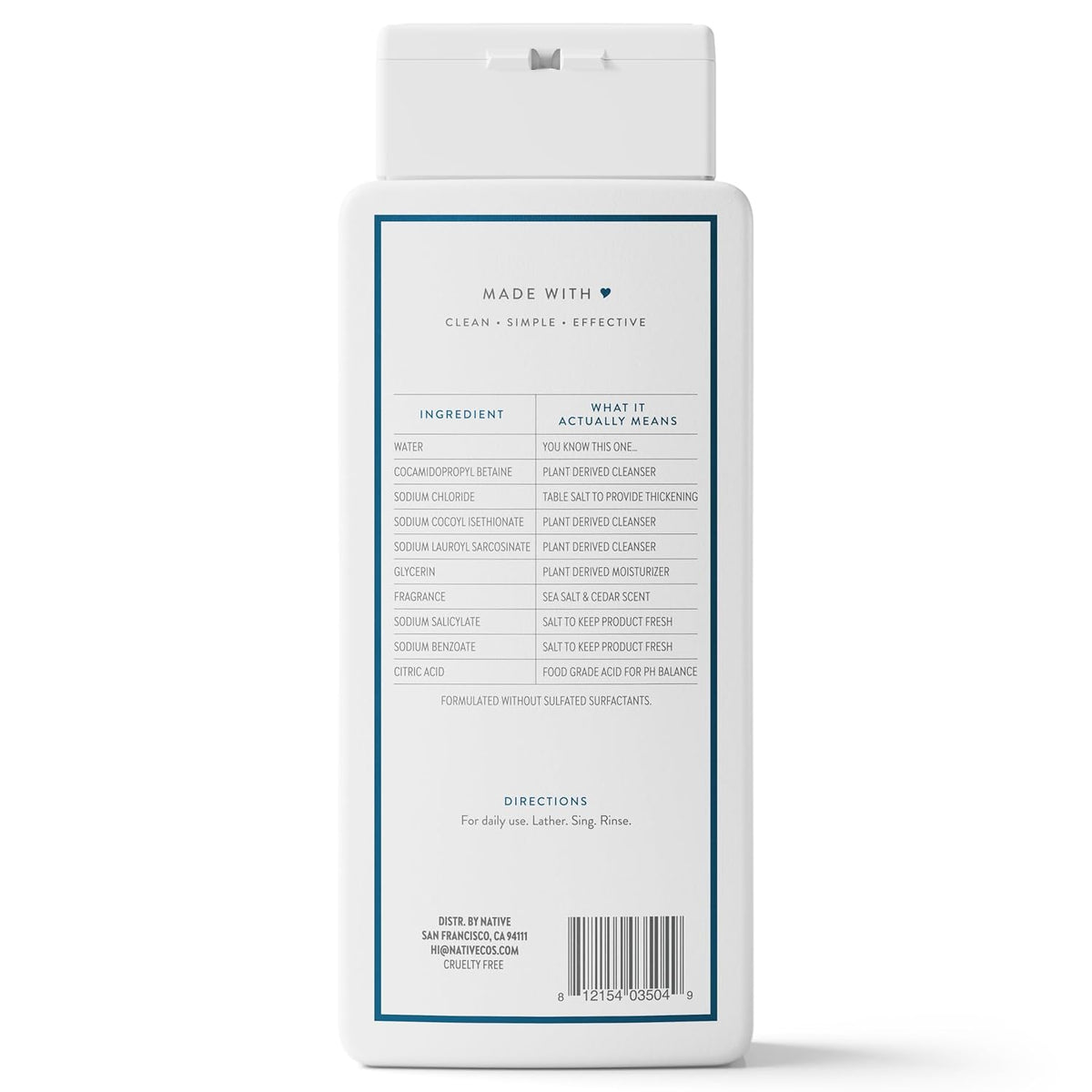 Native Body Wash for Wellness Showers, Vegan Hydrating Cleanser for a Restorative Bath Ritual