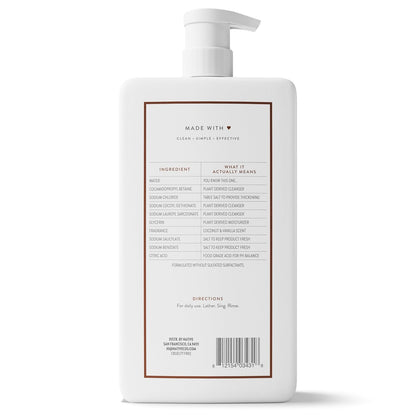 Native Coconut & Vanilla Body Wash Pump Bottle – Dermatologist-Tested for Kids' Bathroom and Family Use