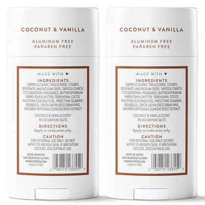 Native Coconut & Vanilla Twin Pack Deodorant – Clean Label Stick for Spa-Style Daily Freshness and Mindful Living
