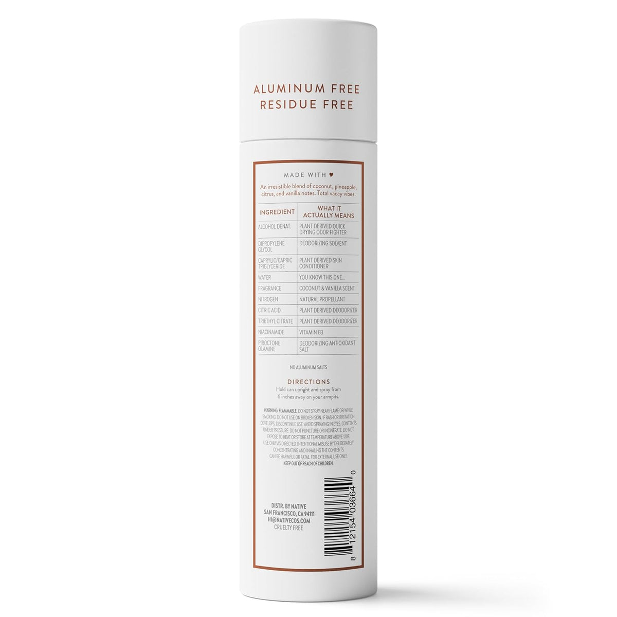 Native Deodorant & Body Spray Coconut & Vanilla, Aluminum Free Paraben Free 72-Hour Odor Protection for Evening Self-Care and Personal Wellness