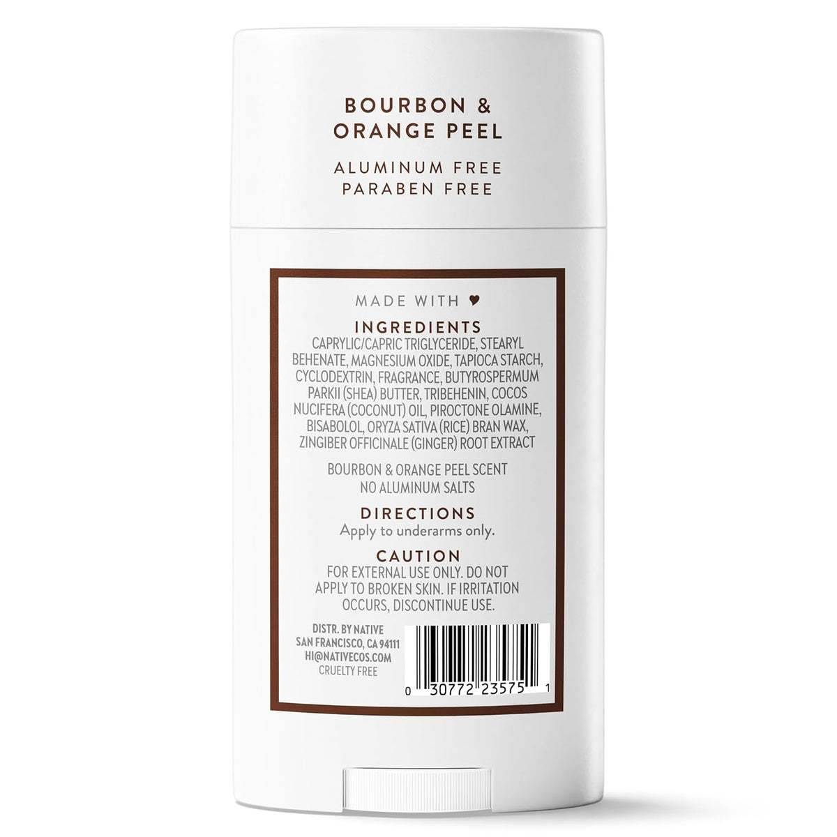 Native Deodorant Bourbon & Orange Peel – Housewarming Gift for Clean Beauty Lovers, Aluminum Free Stick