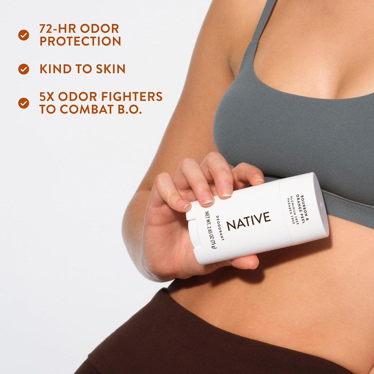 Native Deodorant Bourbon & Orange Peel – Housewarming Gift for Clean Beauty Lovers, Aluminum Free Stick