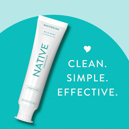 Native Fluoride Free Toothpaste – Less-Is-More Family Toothpaste with Wild Mint, Simple Formula, 4.1oz (Pack of 3)