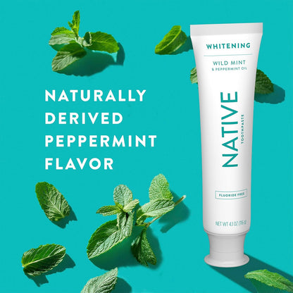 Native Fluoride Free Toothpaste – Less-Is-More Family Toothpaste with Wild Mint, Simple Formula, 4.1oz (Pack of 3)