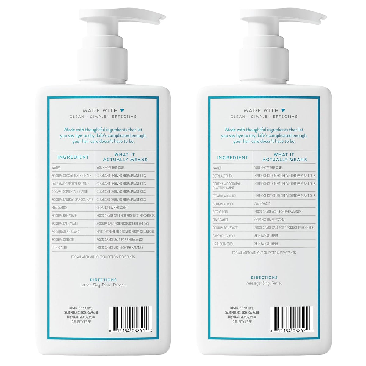 Native Shampoo and Conditioner Set – Thoughtful Birthday Gift for Her, Vegan Hair Care with Naturally Derived Ingredients