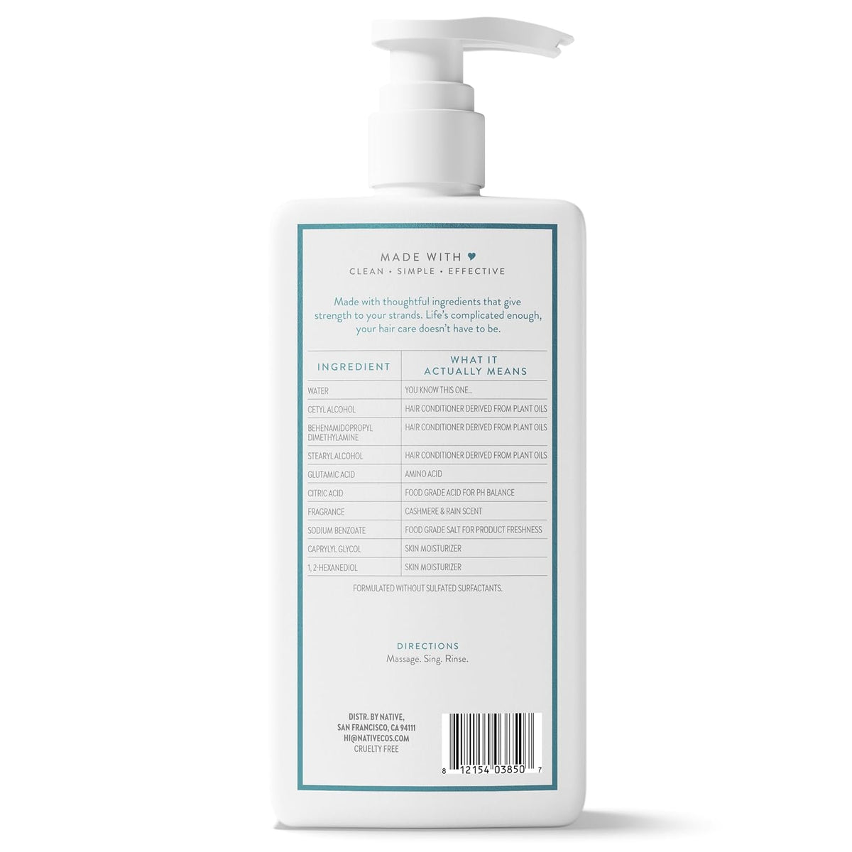 Native Strengthening Conditioner Cashmere & Rain 16.5 fl Oz – Clean Aromatherapy Hair Treatment for Nightly Wind-Down and Inner Calm