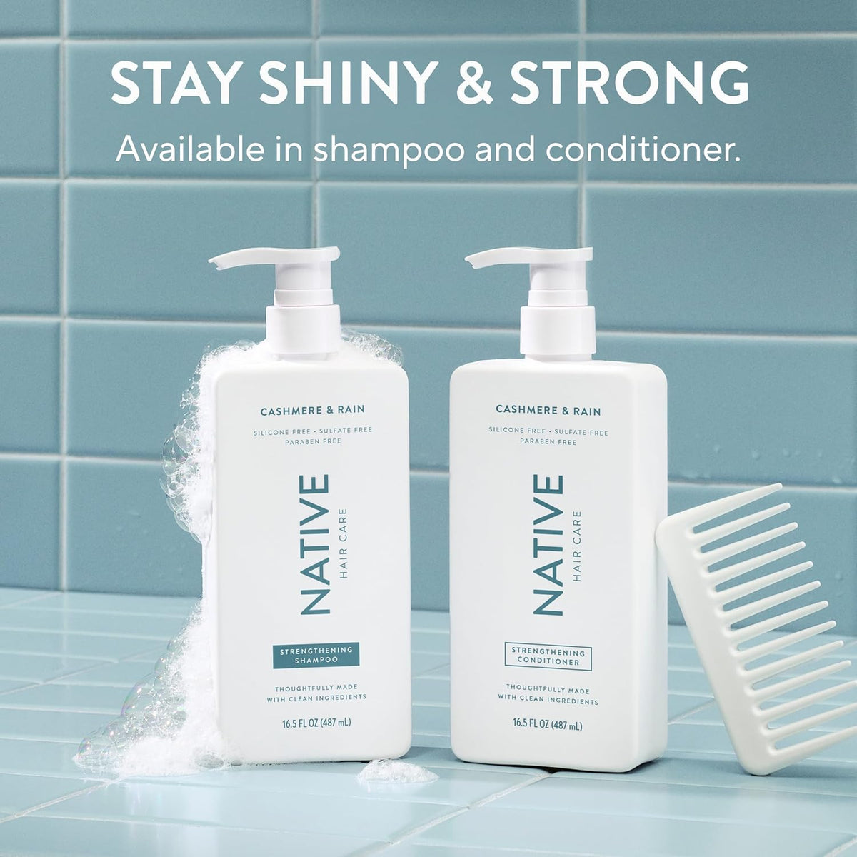 Native Strengthening Conditioner Cashmere & Rain 16.5 fl Oz – Clean Aromatherapy Hair Treatment for Nightly Wind-Down and Inner Calm