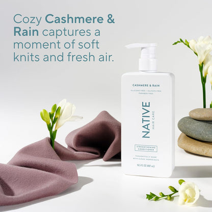 Native Strengthening Conditioner Cashmere & Rain 16.5 fl Oz – Clean Aromatherapy Hair Treatment for Nightly Wind-Down and Inner Calm