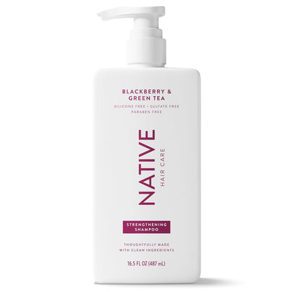 Native Strengthening Shampoo Blackberry & Green Tea 16.5 fl Oz – Sulfate-Free Cleanse to Reset Hair and Senses After the Gym