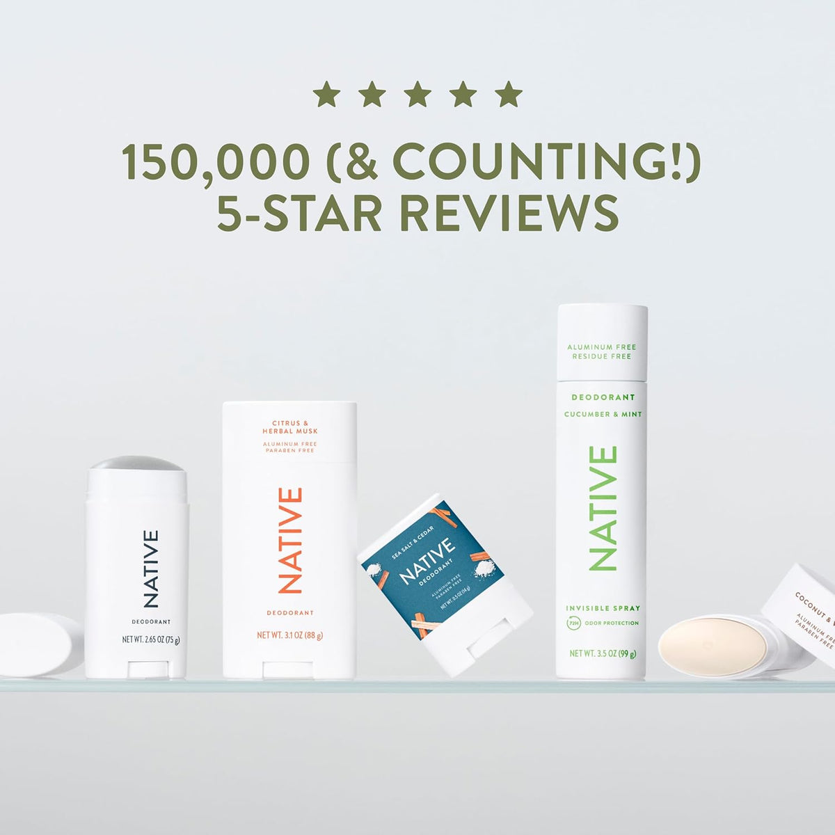 Native Travel-Size Aluminum-Free Deodorant for Weekend Trips and Gym Bags, No-Reapplication Freshness for Long Days Outside