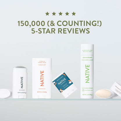 Native Travel-Size Aluminum-Free Deodorant for Weekend Trips and Gym Bags, No-Reapplication Freshness for Long Days Outside