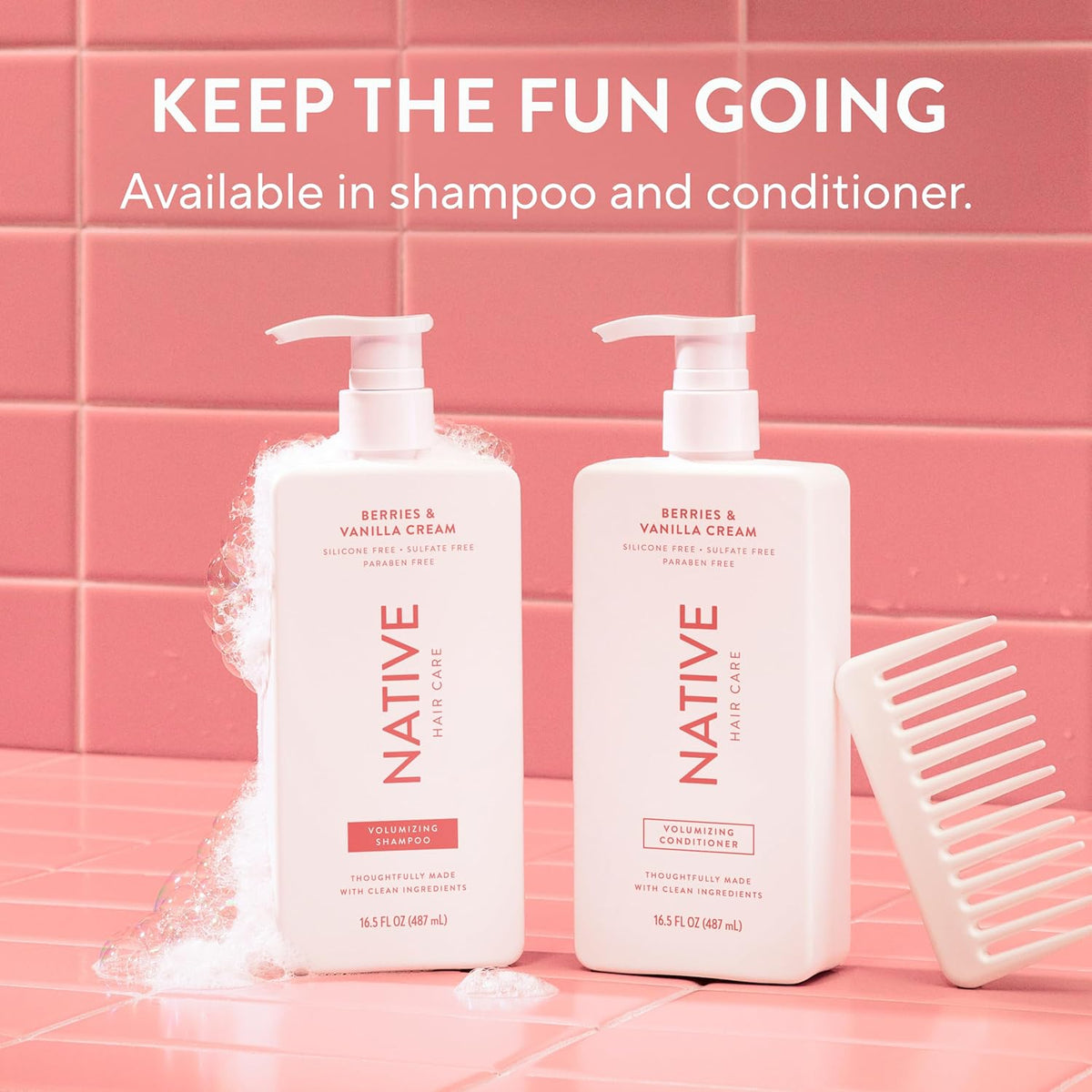 Native Volumizing Conditioner Berries & Vanilla Cream – Calming Bath Time Essential for Limp, Lifeless Hair