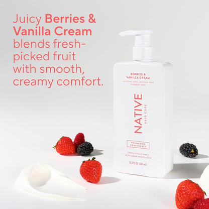 Native Volumizing Conditioner Berries & Vanilla Cream – Calming Bath Time Essential for Limp, Lifeless Hair