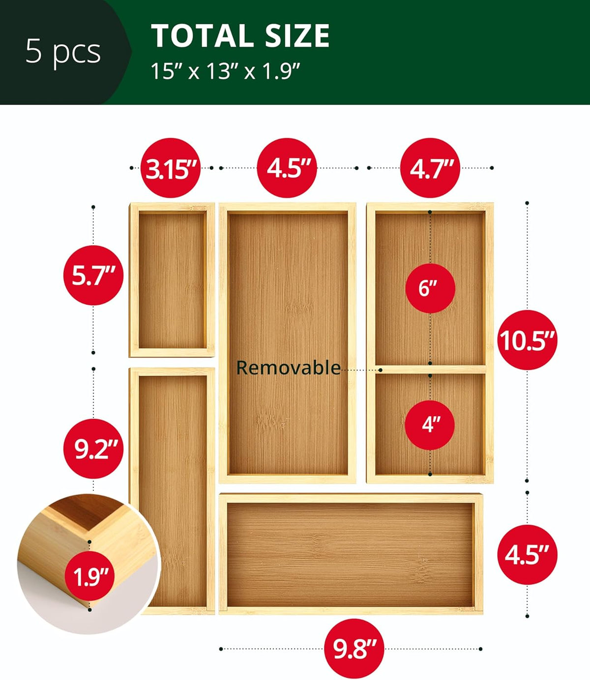 natural bamboo material with varnished finish for durable, water-resistant everyday use