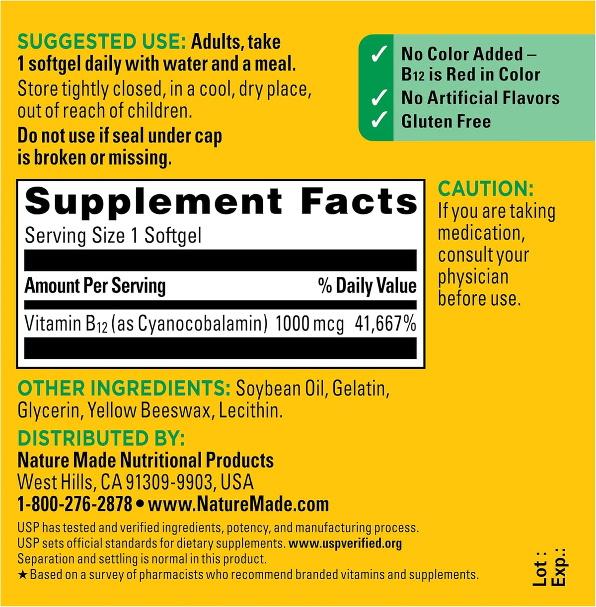 Nature Made Vitamin B12 1000 mcg – Daily Energy Support for Morning Wellness Routines, 150 Softgels, 150 Day Supply