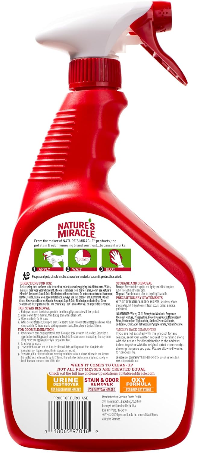 Nature's Miracle Enzymatic Dog Odor Remover – Restore a Calm, Clean-Smelling Living Space After Pet Accidents