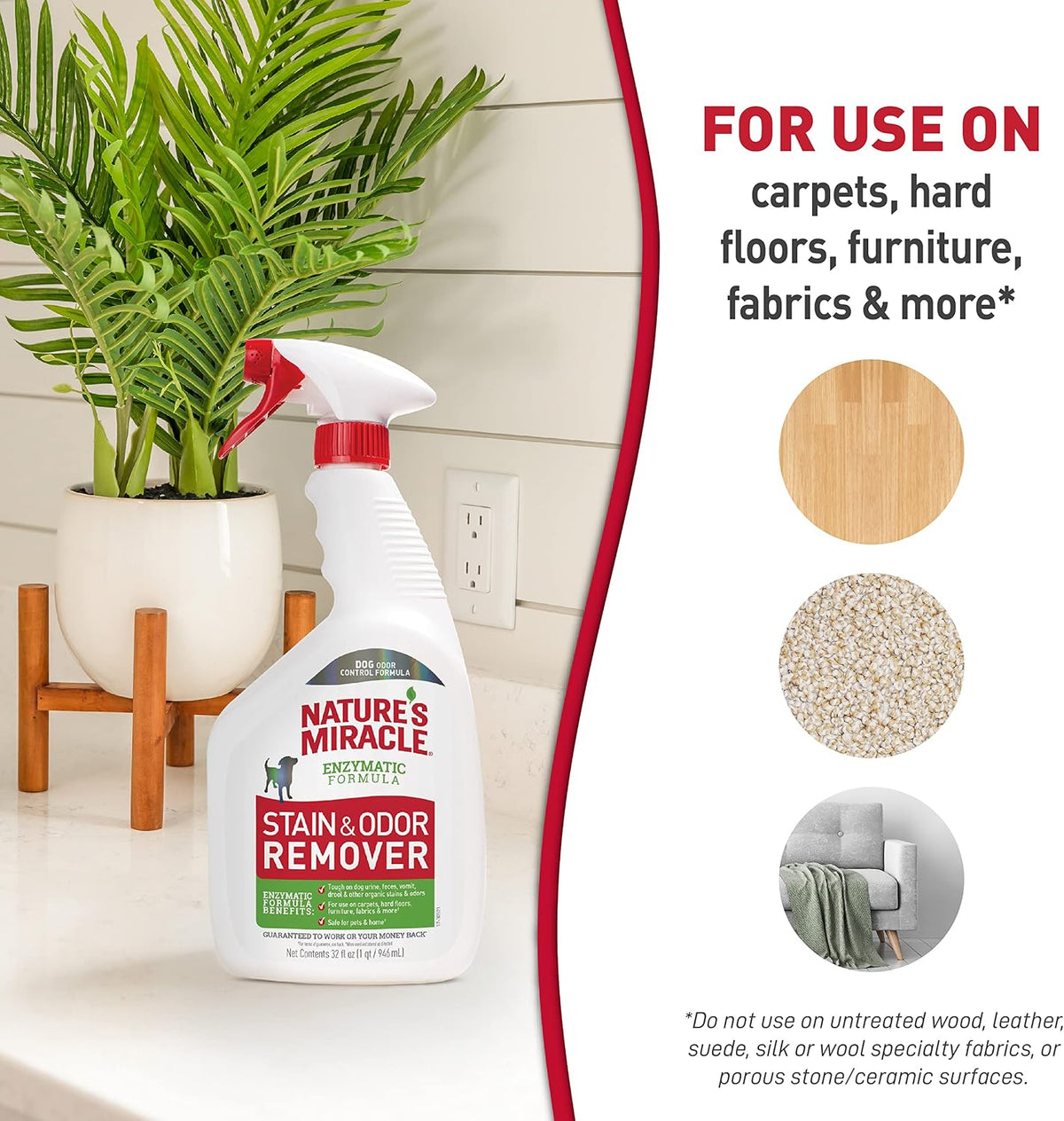 Nature’s Miracle Stain and Odor Remover Dog, 32 Ounces – Car Interior and Cargo Area Stain Remover