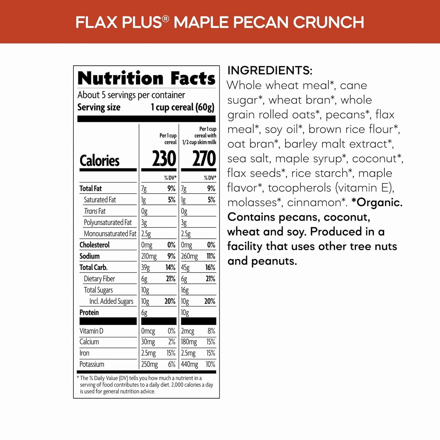 Nature's Path Organic Flax Plus Maple Pecan Crunch Cereal – No-Prep Morning Fuel for Home Office Routines