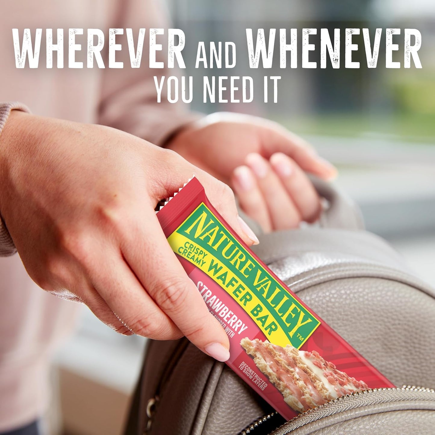 Nature Valley Crispy Creamy Wafer Bars – No Artificial Colors Strawberry Treat for Lighter, Refreshing Snack Moments, 5 Pack