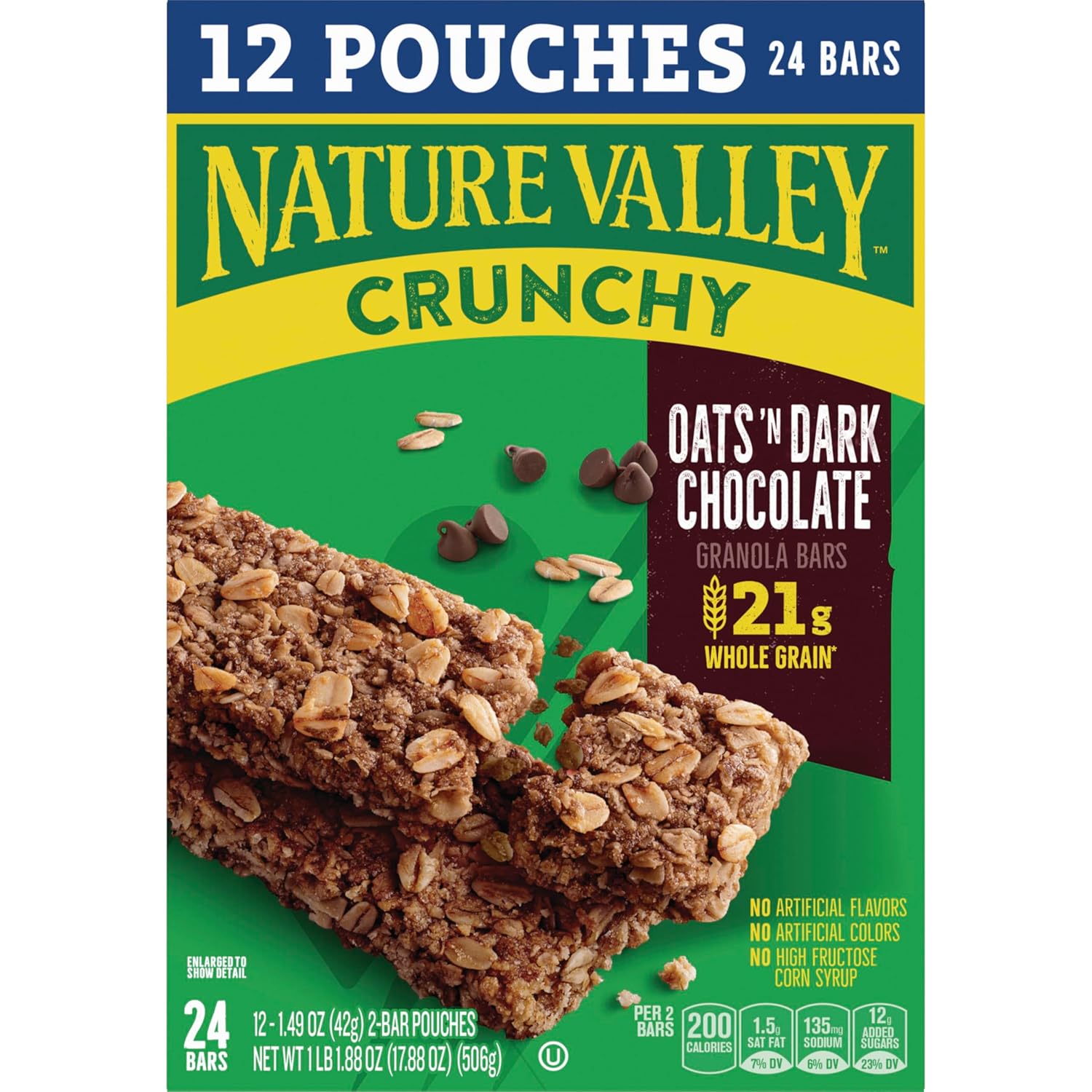 Nature Valley Crunchy Granola Bars, Oats 'n Dark Chocolate – 21g Whole Grain Snack for Balanced Nutrition Routines