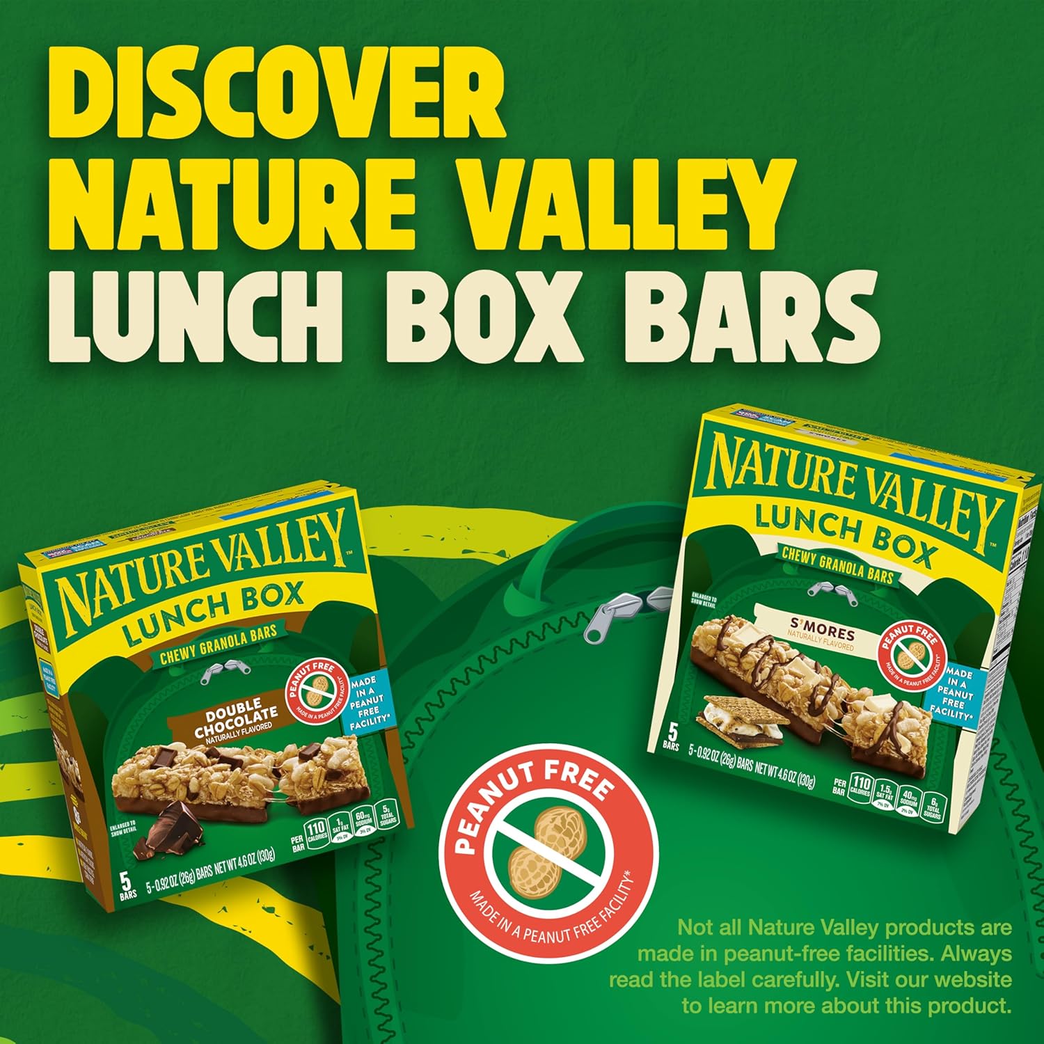 Nature Valley Peanut-Free S'mores Granola Bars – Backpack and Car Cup Holder Snack for Active Families, 5 Bars