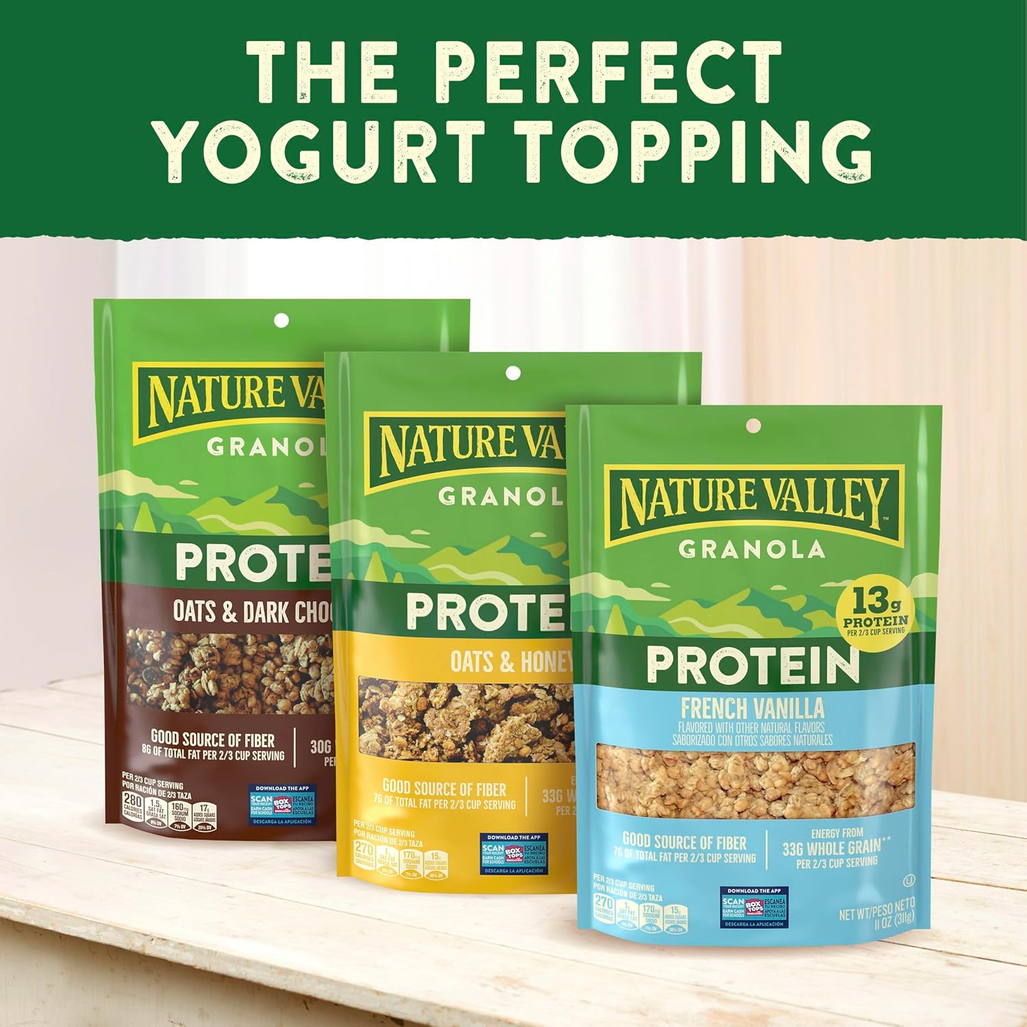 Nature Valley Protein Granola Oats and Honey Lunchbox Prep Staple, Resealable Pouch for Streamlined Meal Planning