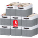 8pcs - Rectangular 14"x10"x9.5" - White with Grey
