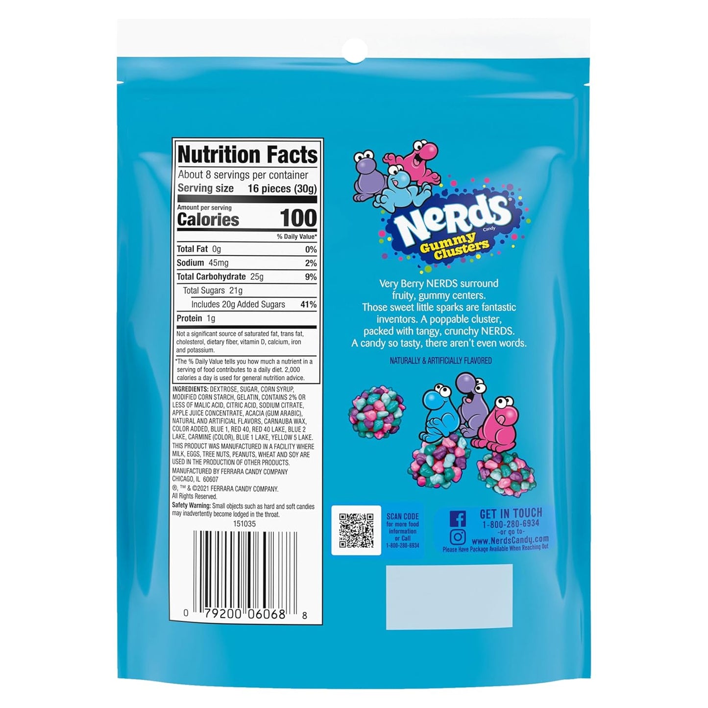 NERDS Juicy Gummy Clusters – Vibrant Sour Flavor Pick-Me-Up for Personal Treat Rituals, 2-Pack Stand-Up Bags