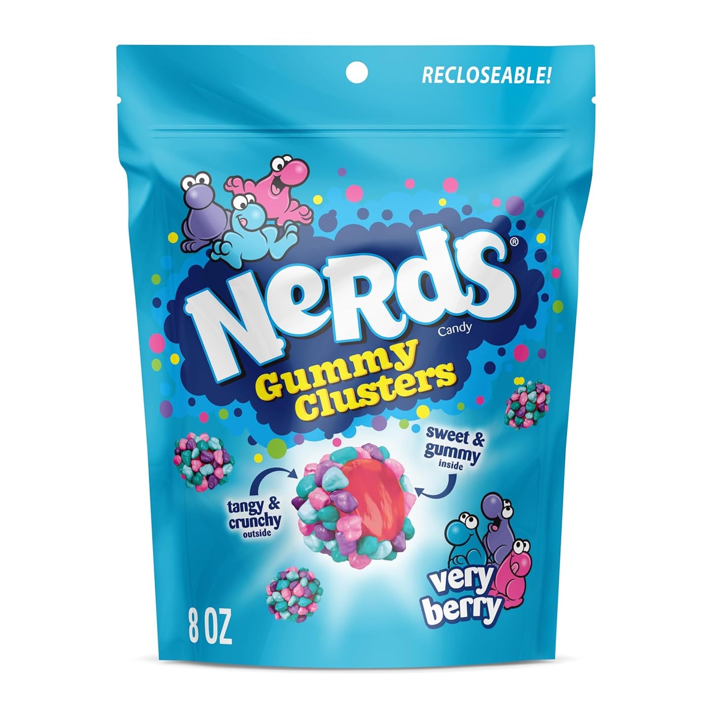 NERDS Juicy Gummy Clusters – Vibrant Sour Flavor Pick-Me-Up for Personal Treat Rituals, 2-Pack Stand-Up Bags
