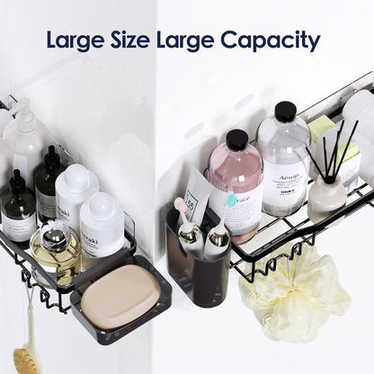 NESOMI 7-Pack Shower Caddy Adhesive – Rose Gold Bathroom Wall Organizer Coordinating with Warm Neutral Decor