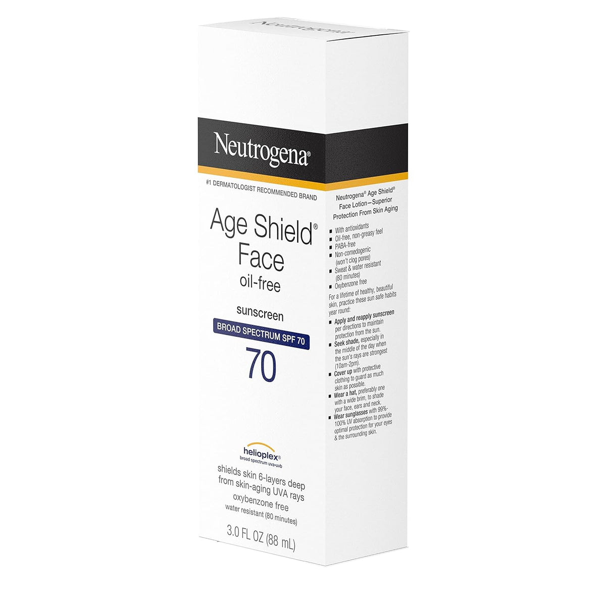 Neutrogena Age Shield Sunscreen SPF 70 – Hydrating Facial Moisturizer for Bedroom Self-Care and Daily Wellness Routine