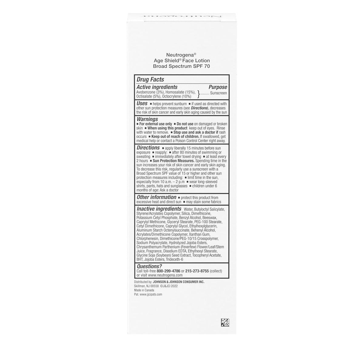 Neutrogena Age Shield Sunscreen SPF 70 – Hydrating Facial Moisturizer for Bedroom Self-Care and Daily Wellness Routine