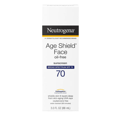 Neutrogena Age Shield Sunscreen SPF 70 – Hydrating Facial Moisturizer for Bedroom Self-Care and Daily Wellness Routine