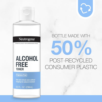 Neutrogena Alcohol-Free Gentle Daily Facial Toner for Reactive Skin, Fragrance-Free Daily Toner to Refresh and Reset During Your Wind-Down Routine