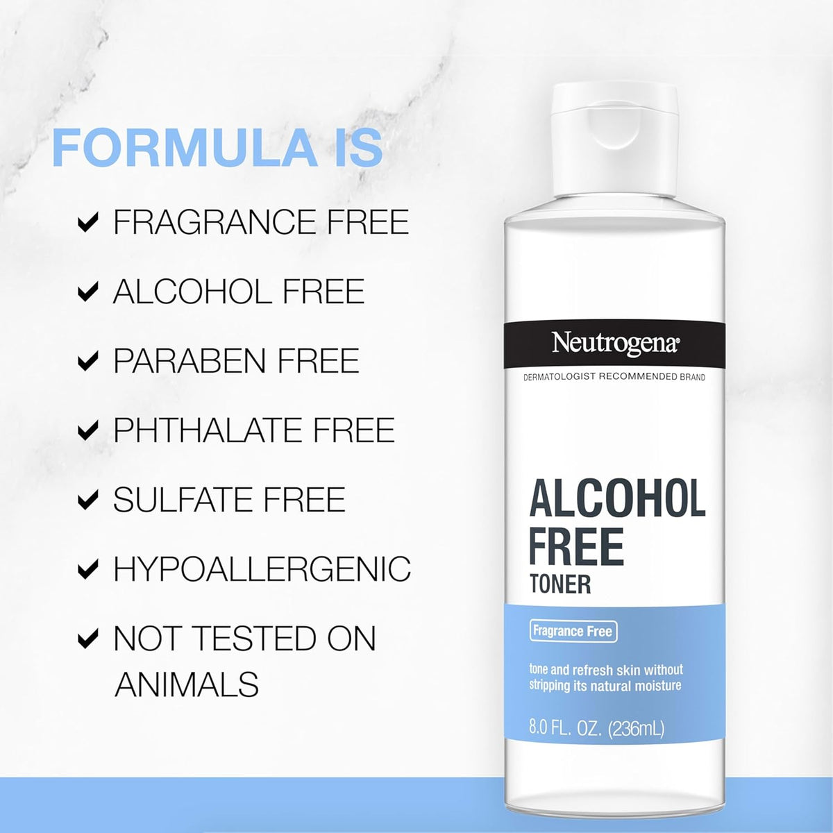 Neutrogena Alcohol-Free Gentle Daily Facial Toner for Reactive Skin, Fragrance-Free Daily Toner to Refresh and Reset During Your Wind-Down Routine