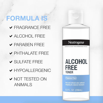 Neutrogena Alcohol-Free Gentle Daily Facial Toner for Reactive Skin, Fragrance-Free Daily Toner to Refresh and Reset During Your Wind-Down Routine