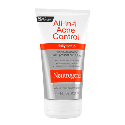 Neutrogena All-In-1 Acne Control Daily Face Scrub – Calming Nightly Exfoliating Treatment for Breakouts
