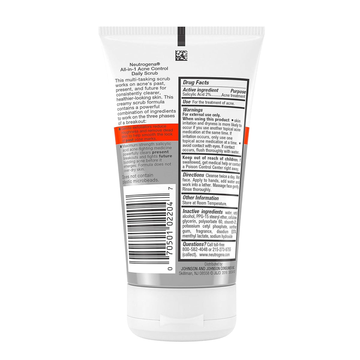 Neutrogena All-In-1 Acne Control Daily Face Scrub – Calming Nightly Exfoliating Treatment for Breakouts