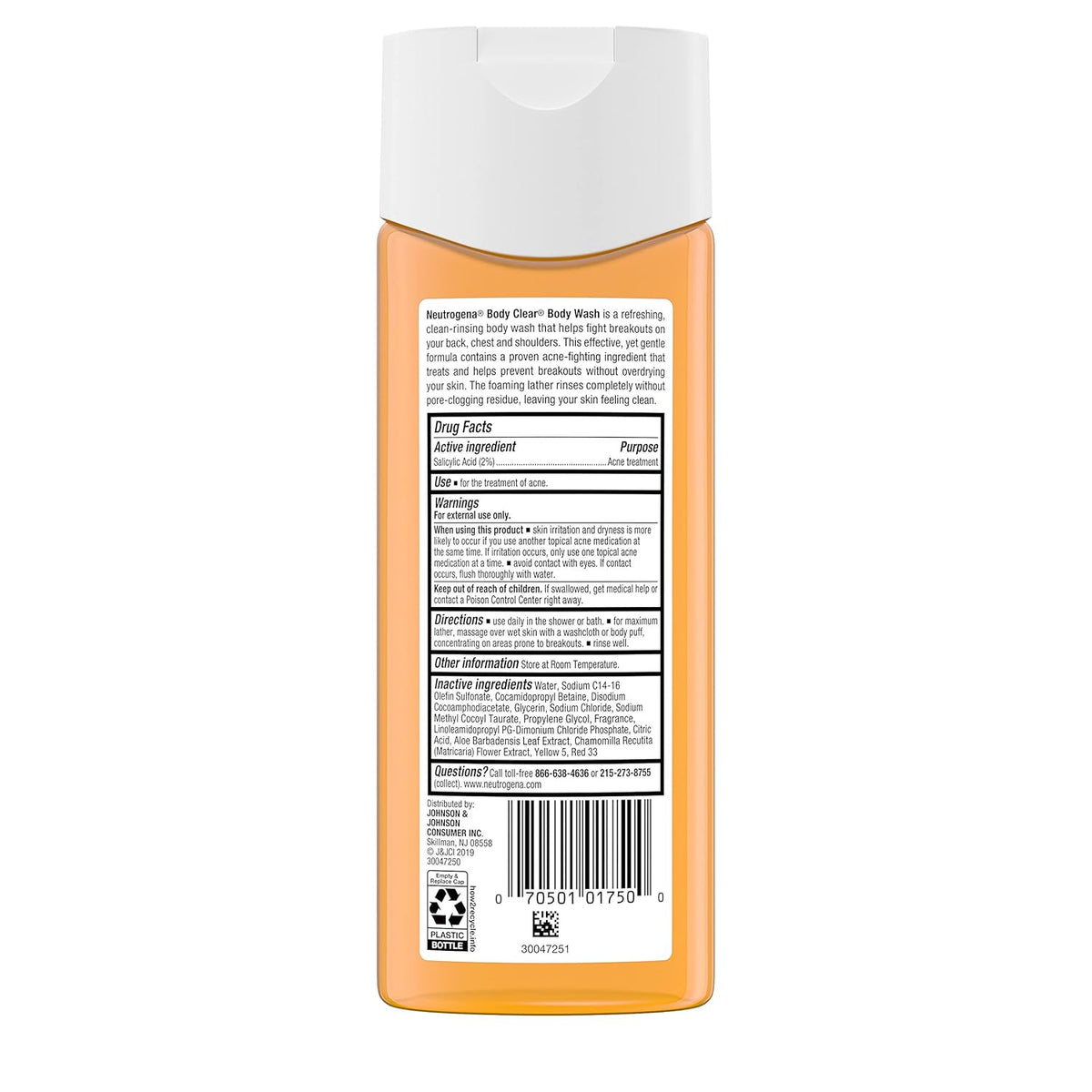 Neutrogena Body Clear Acne Body Wash – Calming Body Care for Acne-Prone Adults, Gentle Glycerin Formula