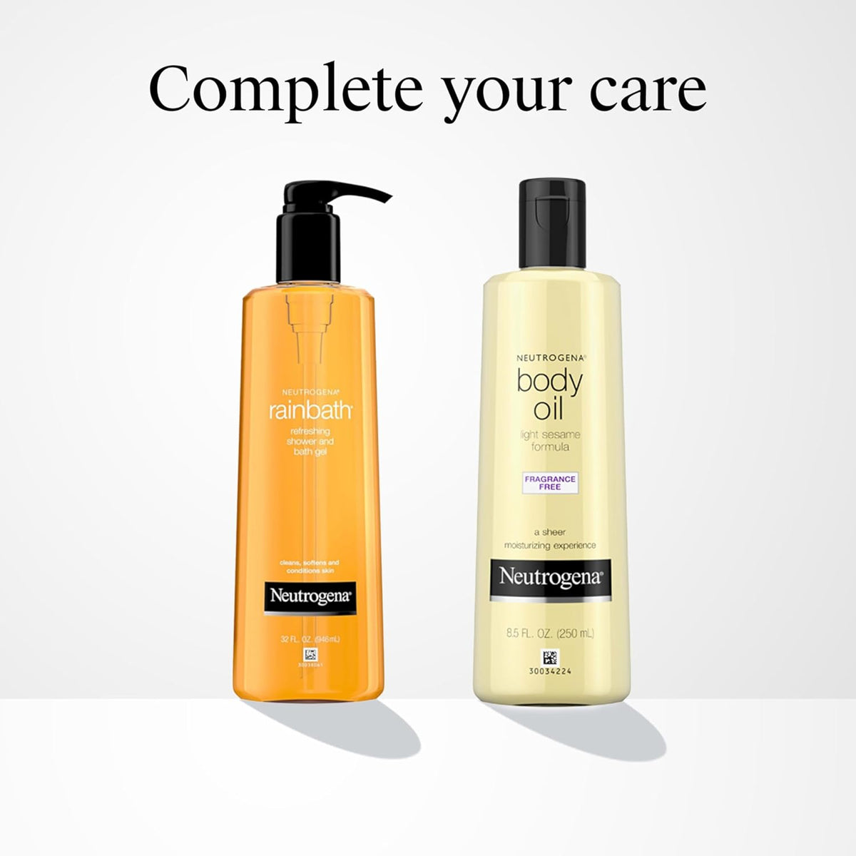Neutrogena Body Oil Light Sesame Formula – Single Bottle Fragrance Free Moisturizer Replacing Multiple Products in a Minimalist Bathroom