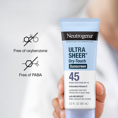 Neutrogena Broad Spectrum SPF 45 Travel Sunscreen with 80-Minute Water Resistance for Active Safety