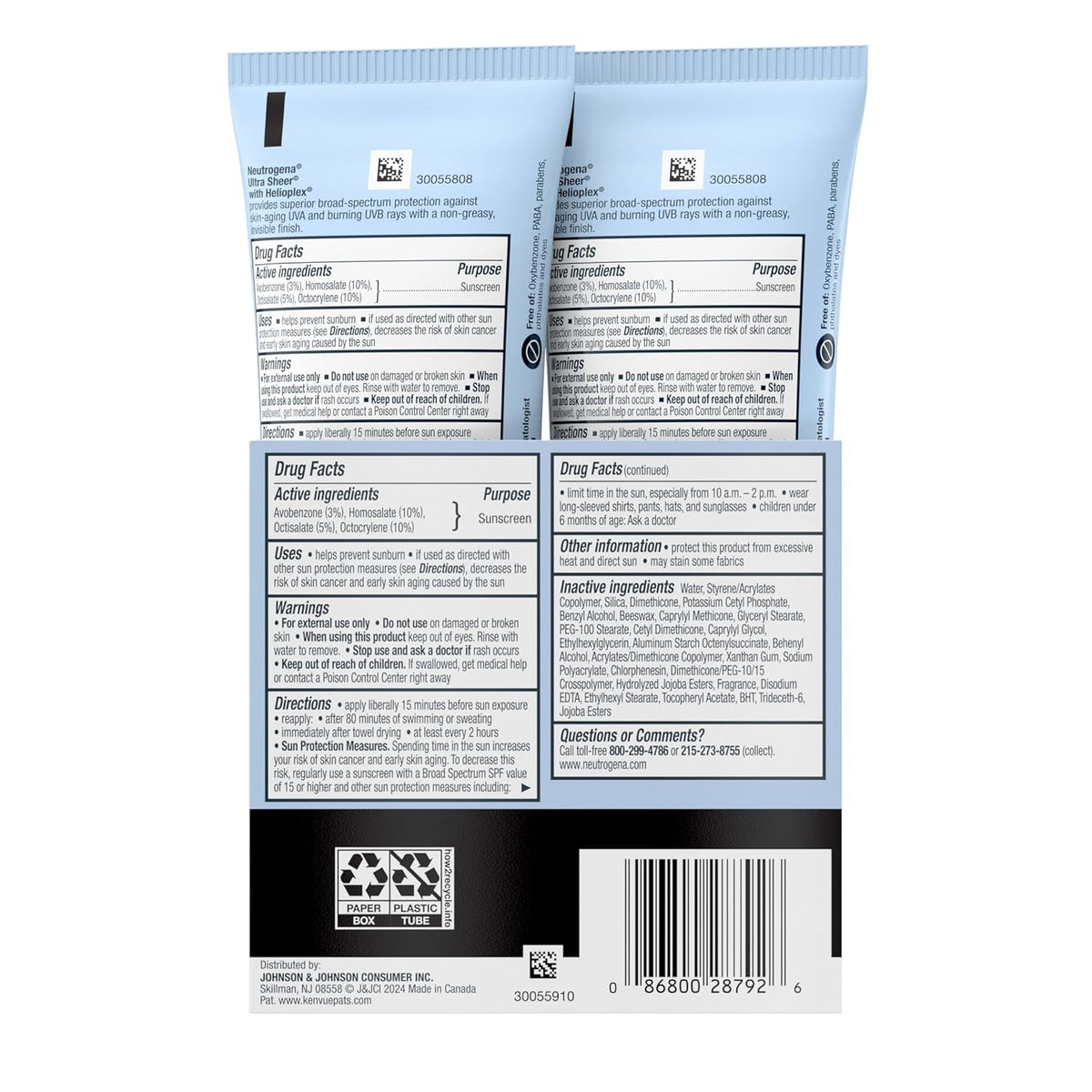 Neutrogena Broad Spectrum SPF 45 Travel Sunscreen with 80-Minute Water Resistance for Active Safety