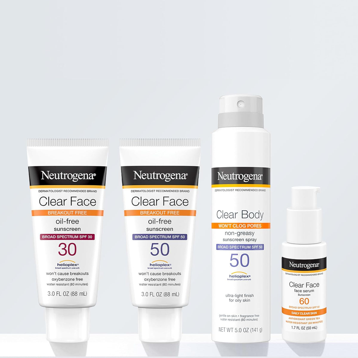 Neutrogena Clear Face Sunscreen Lotion – 80-Minute Water-Resistant SPF 50 for Trail, Beach, and Garden Days